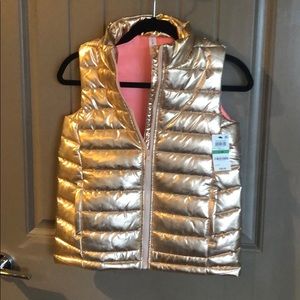 NWT Girls Sz L / 14 Rose Gold Puffer Vest
